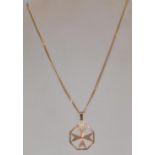 A hallmarked 9ct gold fine flat link necklace chai