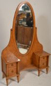 A good 19th century continental burr walnut drop centre dressing table having stunning large oval