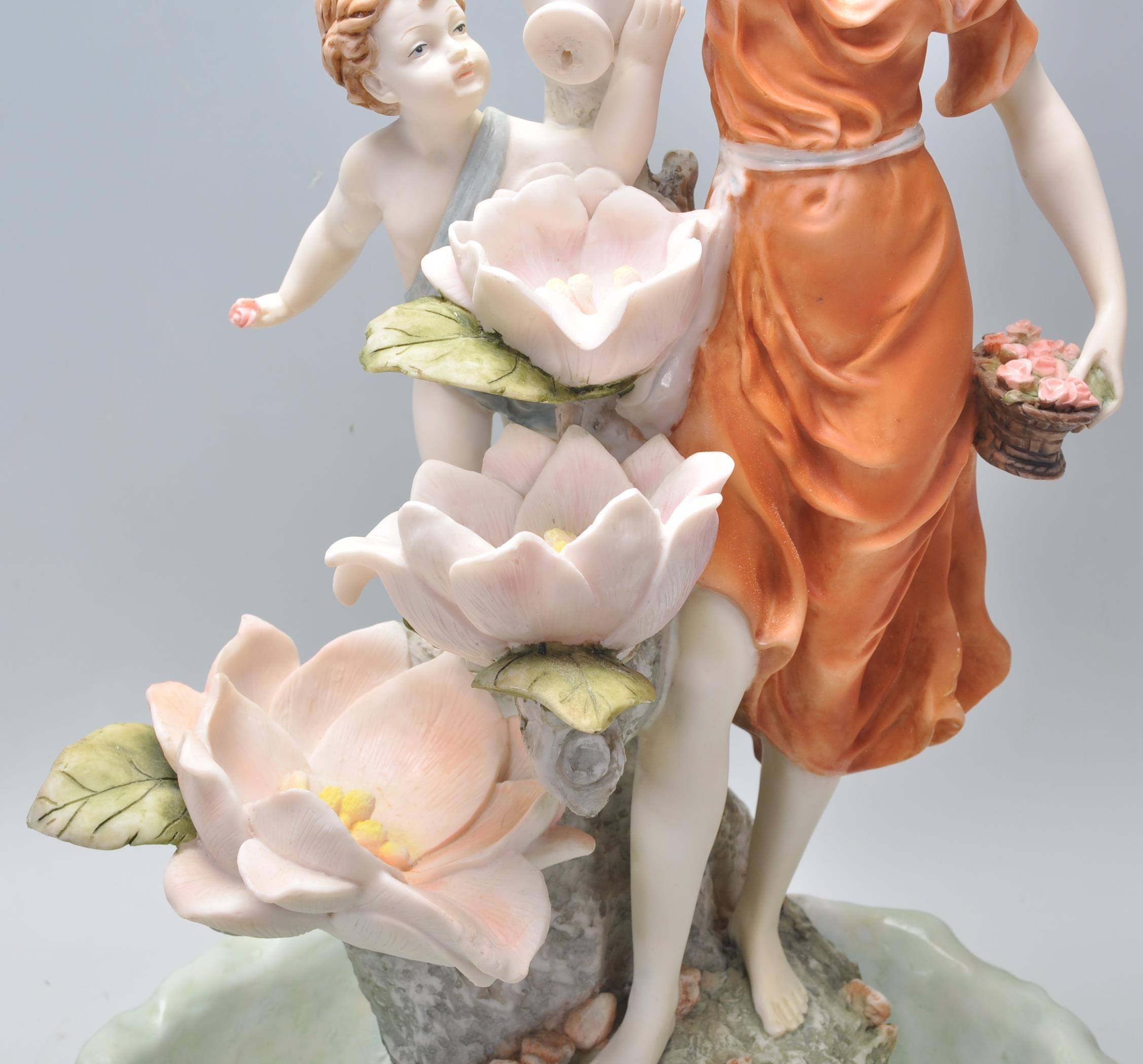 A vintage Italian resin Capodimonte style water feature in the form of a female figure amongst - Image 6 of 8
