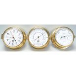 A contemporary bulkhead brass cased Precision Aneroid Barometer by Sewills of Liverpool together