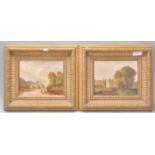 A pair of early 20th Century oil on canvas paintings of small proportions, each depicting
