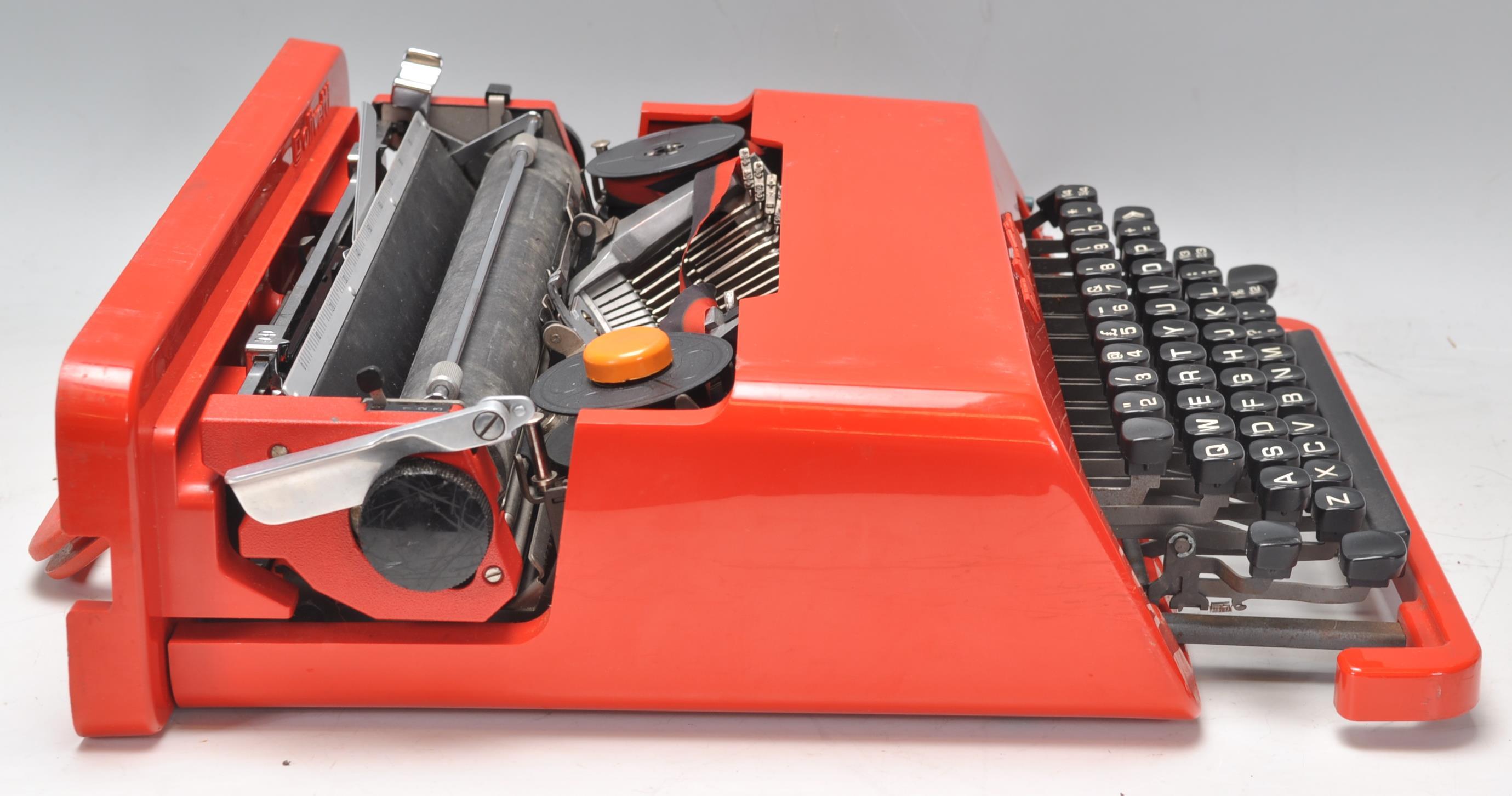 A vintage retro 20th century industrial Italian Valentine portable typewriter designed by Ettore - Image 4 of 5