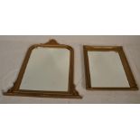 An early 20th Century gilt framed overmantel mirror having shell decoration atop. Together with