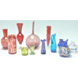 A collection of 20th Century bohemian glass to include a faceted ruby glass being acid etched with