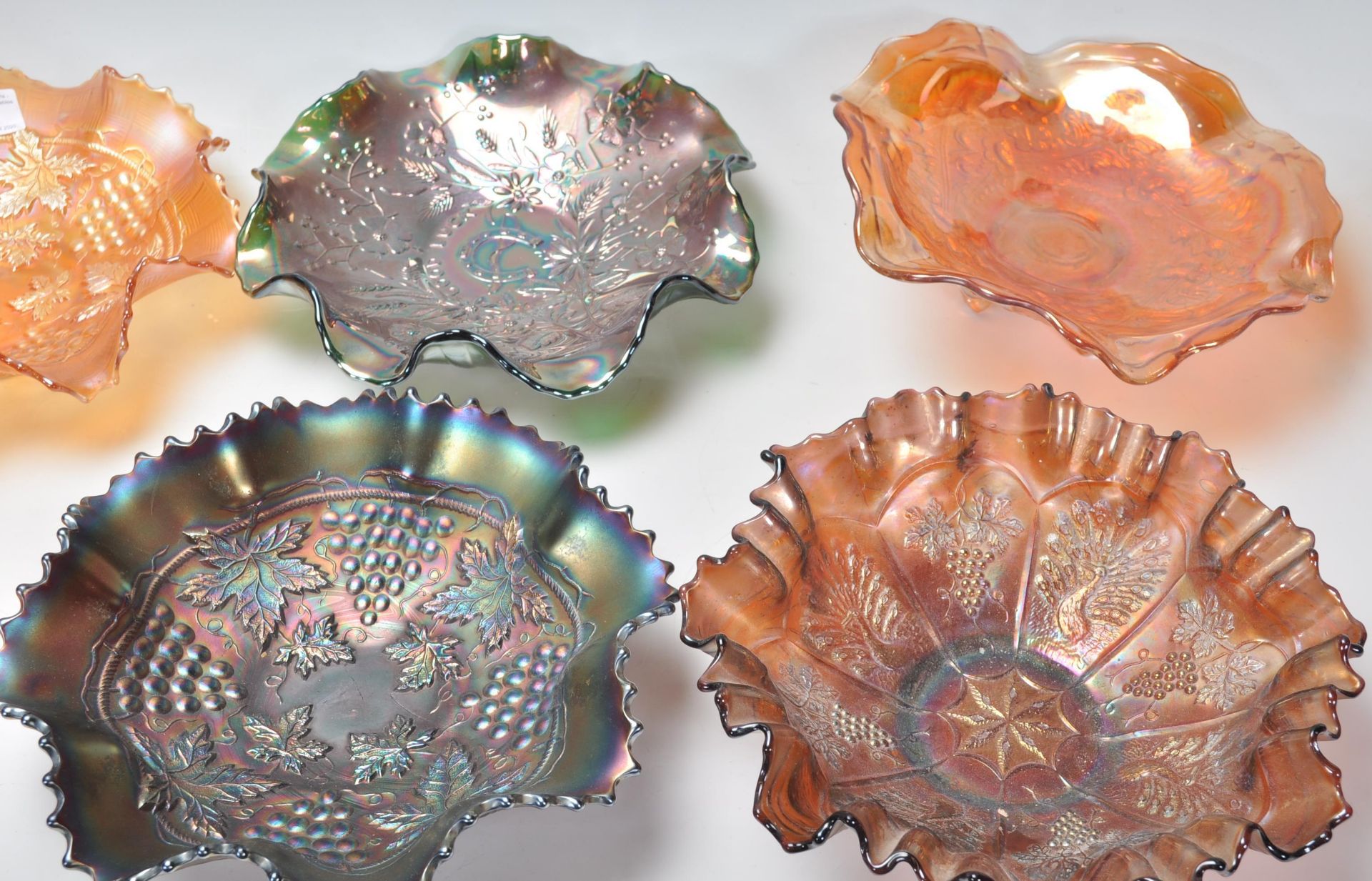 A mixed collection of vintage 20th Century Carnival luster glass wares including dishes, jug, - Image 3 of 13