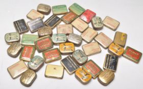 A collection of vintage retro gramophone needle tins each with different branded enamels to the lids