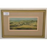 Oliver Ommaney - Dorset - A 20th Century oil on bard landscape painting depicting a village within a