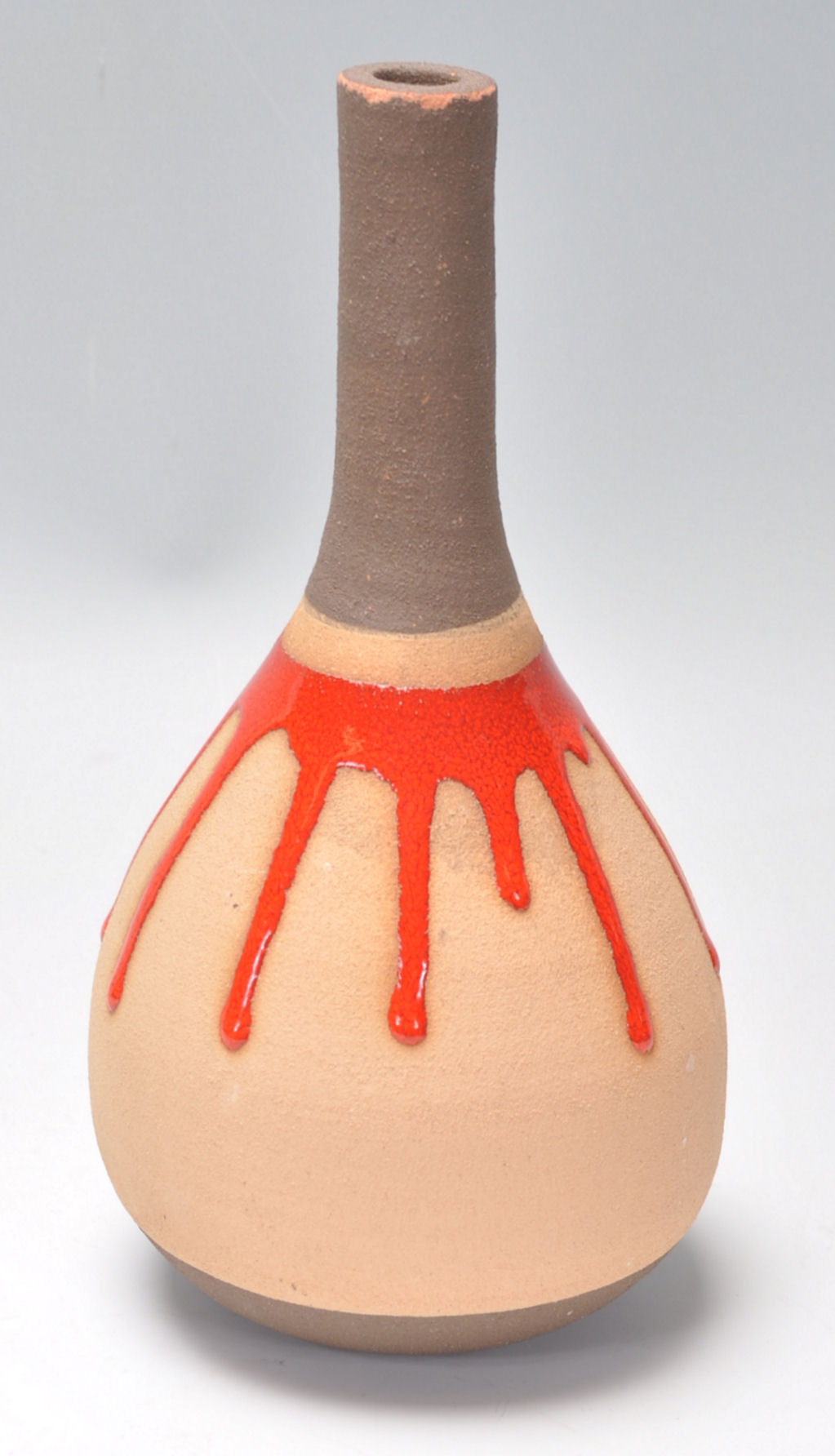 A good vintage retro 20th Century terracotta vase having a waisted neck and globular body with red