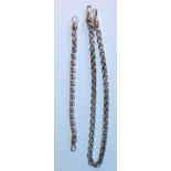 A gentleman's stamped 925 silver rope design necklace having a large hook clasp with gilt bindings
