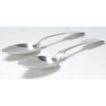 A pair of large American Barzillia Benjamin ( 1800 -  1850) silver Table spoons in the fiddle