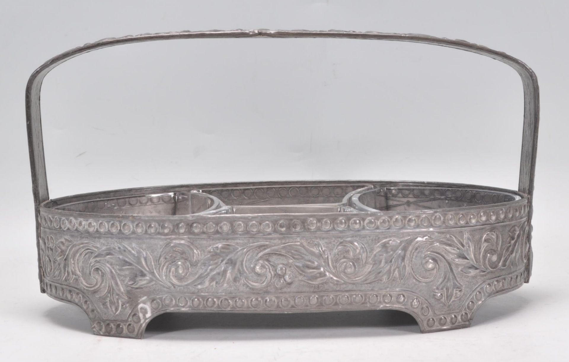 A 20th Century pewter horderves sectional dish of