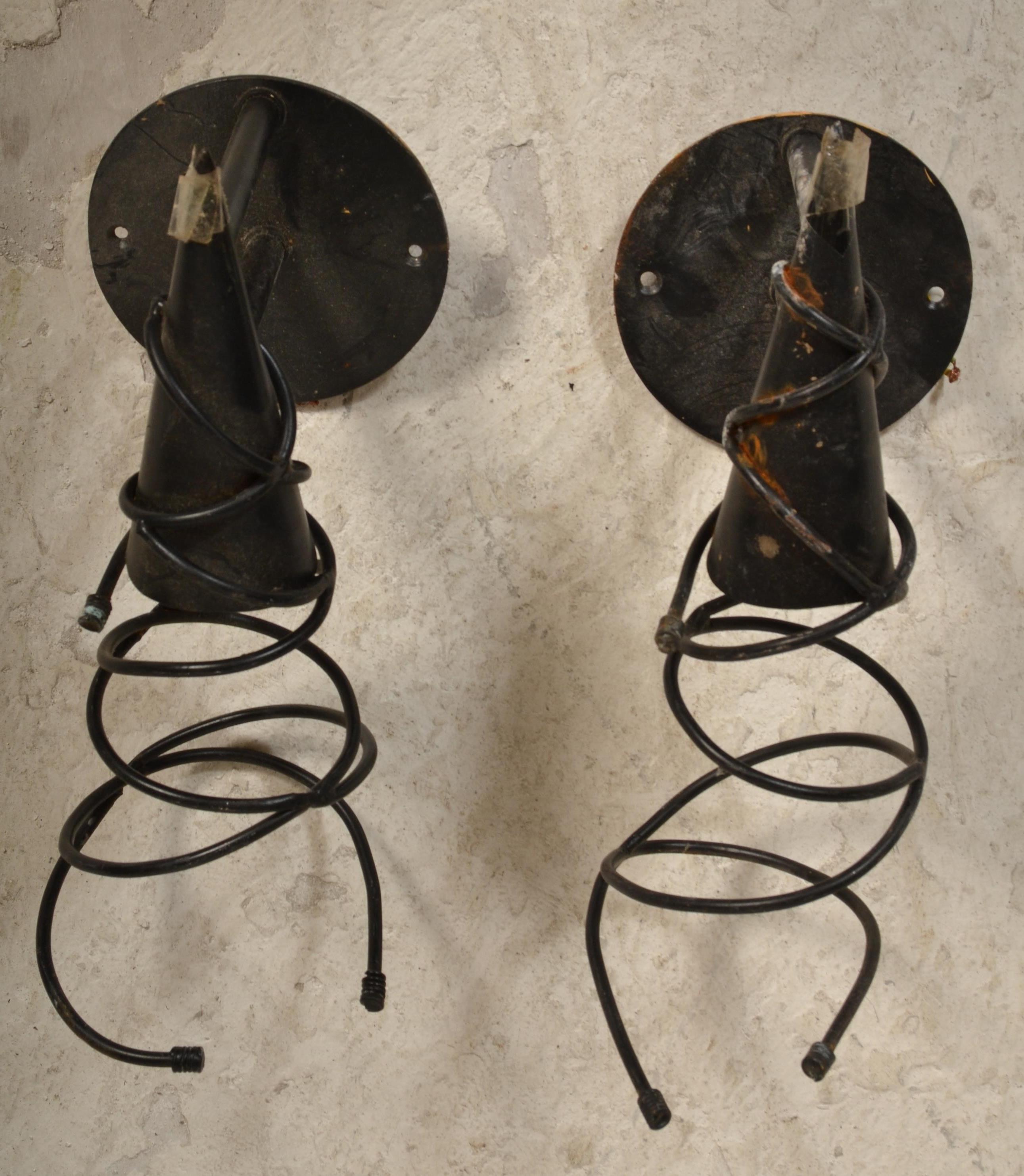 A collection of 8 modern 20th century twin sconce wall lights. Each of brushed metal form having - Image 3 of 4