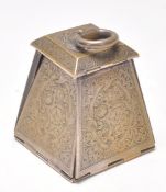 A 19th Century Victorian folding brass needle box having engraved floral decoration with one side
