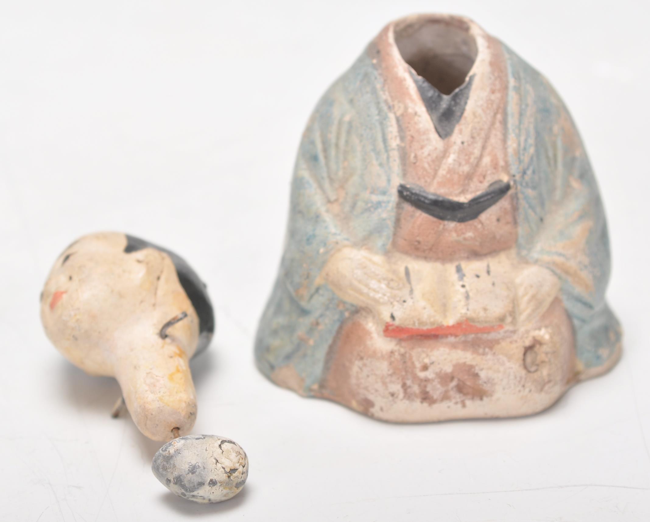 A late 18th / early 19th Century Japanese Meiji period stoneware nodding figurine in the form of a - Image 5 of 6