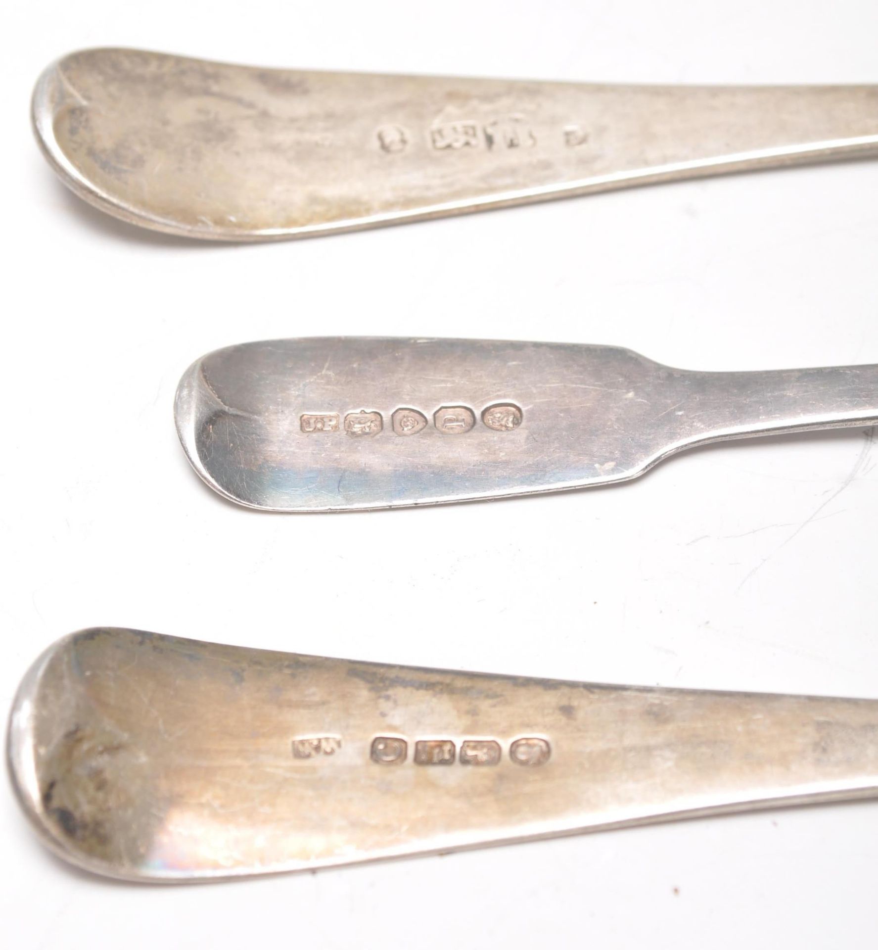 Two 19th Century Georgian silver hallmarked serving spoons. One having engraved scroll and floral - Image 5 of 6