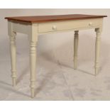 A Victorian style painted pine country hall table. Raised on turned legs with fitted frieze single