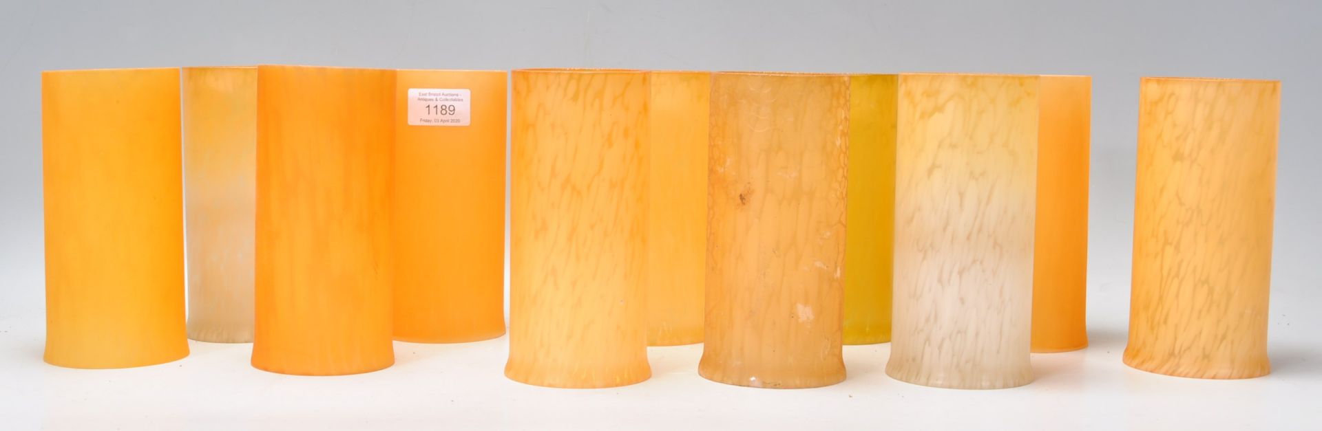 A collection of 20th century glass light / lamp shades, all of conical form in Italian design with