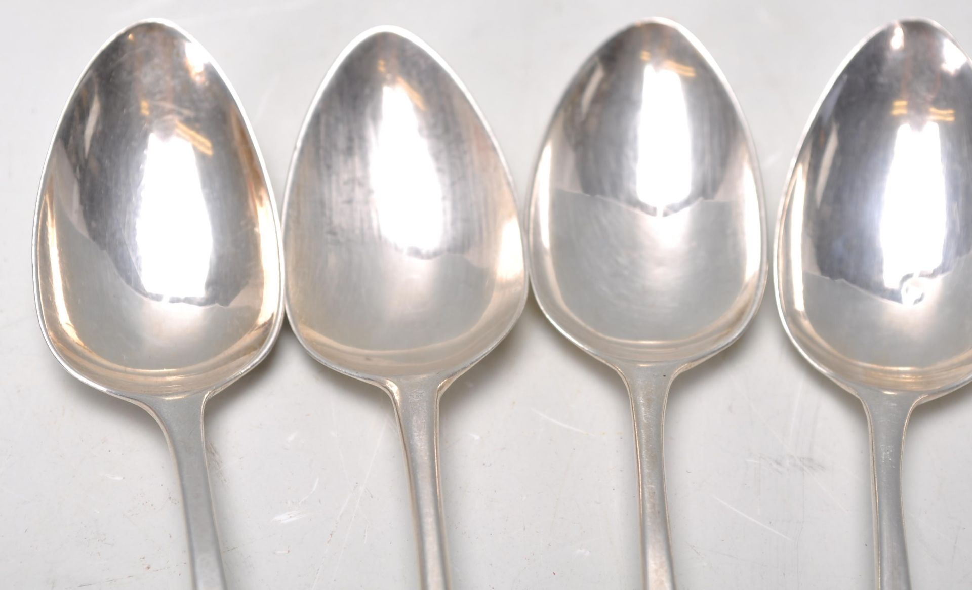 A good set of seven late 18th Century Georgian silver hallmarked tea spoons, with each one bearing a - Image 4 of 10