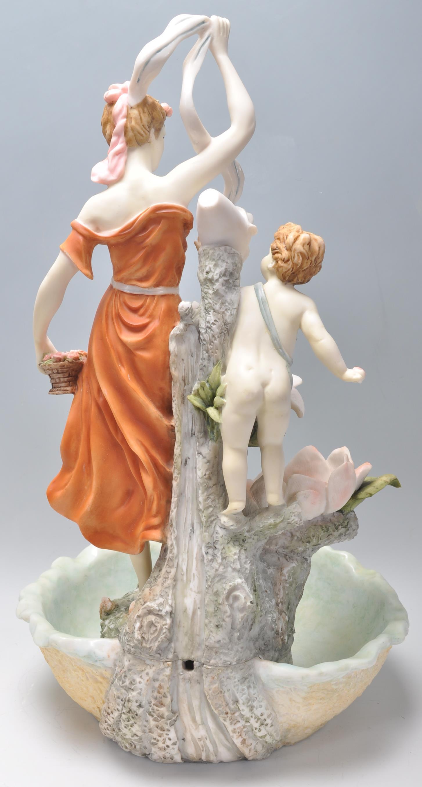 A vintage Italian resin Capodimonte style water feature in the form of a female figure amongst - Image 3 of 8