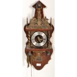 A late 18th / early 19th century small Dutch frieze ' Friesland Staart ' wall clock, the arched