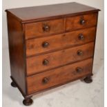 A good 19th Century Victorian mahogany chest of drawers having two short of three long drawers all