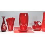 A group of vintage and retro 20th Century studio art glass in cranberry, red and ruby flash red