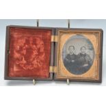 A 19th century Victorian Bois Durci ambrotype photograph frame. The opening large case with inset