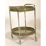 A retro mid century tubular chrome butlers serving trolley of cylindrical form. The tubular