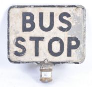 VINTAGE CAST IRON ' BUS STOP ' DOUBLE SIDED SIGN TOPPER
