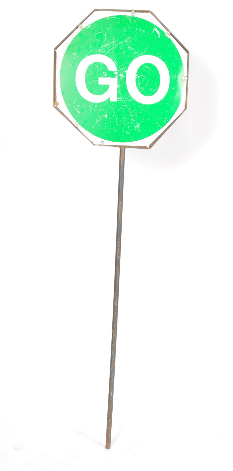 ORIGINAL 20TH CENTURY VINTAGE ' STOP ' AND ' GO ' LOLLIPOP SIGN