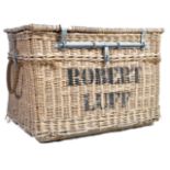 ORIGINAL 20TH CENTURY HINGED TOP WOVEN WICKER BASKET