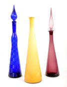 COLLECTION OF EMPOLI ITALIAN GLASS GENIE BOTTLES & OTHER