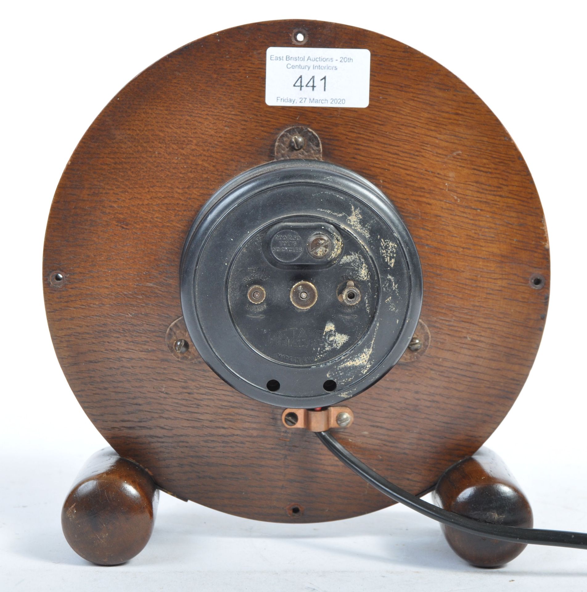 METAMEC ELECTRIC - VINTAGE 1940'S OAK MANTEL CLOCK - Image 4 of 6