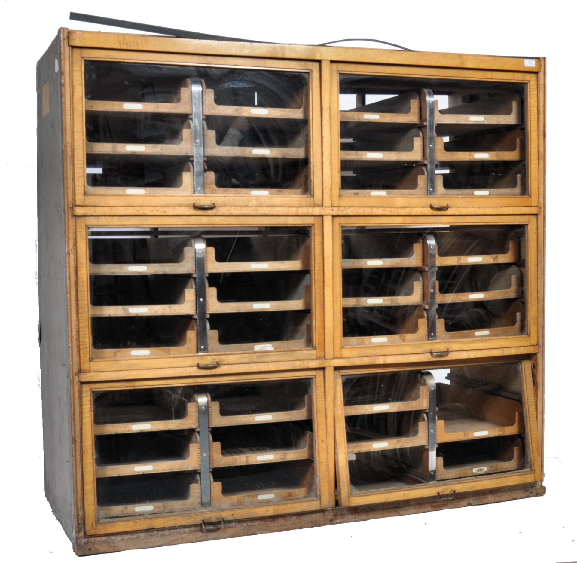 EARLY 20TH CENTURY OAK HABERDASHERY SHOP DISPLAY CABINET