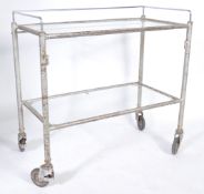 20TH CENTURY VINTAGE INDUSTRIAL MEDICAL GLASS AND STEEL TROLLEY