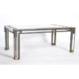 ORIGINAL 1970'S FRENCH LUCITE AND BRASS COFFEE TABLE