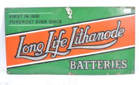 LONG LIFE LITHANODE BATTERIES - ENAMEL ADVERTISING SIGN