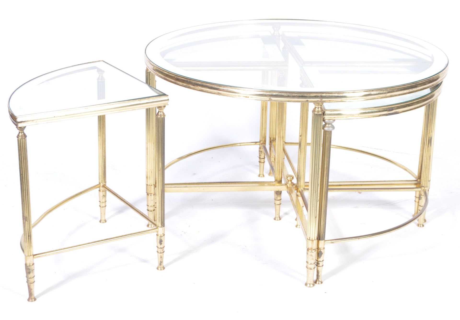 STUNNING FRENCH 1950'S VINTAGE GILT BRASS COFFEE TABLE NEST - Bild 2 aus 6