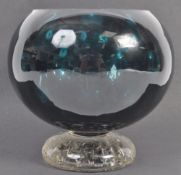UNUSUAL RETRO VINTAGE STUDIO ART GLASS OPTIC OLIVE VASE