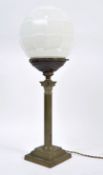 EARLY 20TH CENTURY ART DECO TABLE COLUMN AND GLOBE LAMP