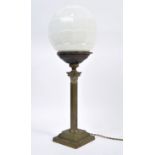 EARLY 20TH CENTURY ART DECO TABLE COLUMN AND GLOBE LAMP