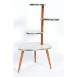 1950'S BEECH WOOD AND LAMINATE FOUR TIER DISPLAY STAND