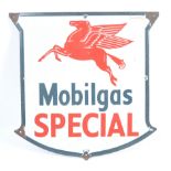 MOBILGAS - RARE ORIGINAL ENAMEL ADVERTISING GARAGE SIGN
