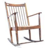 EARLY TO MID 20TH CENTURY BESPOKE MADE OAK ROCKING CHAIR