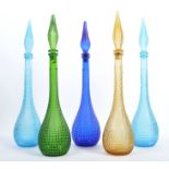 COLLECTION OF EMPOLI ITALIAN GLASS GENIE BOTTLES