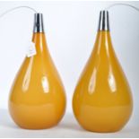 PAIR OF ORIGINAL 1970'S GOLDEN AMBER TEARDROP LIGH