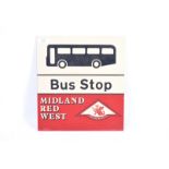 MIDLAND RED WEST - BUS STOP - ORIGINAL DOUBLE SIDED SIGN