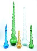 COLLECTION OF EMPOLI ITALIAN GLASS GENIE BOTTLES