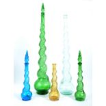 COLLECTION OF EMPOLI ITALIAN GLASS GENIE BOTTLES