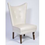 ORIGINAL 20TH CENTURY WHITE FAUX LEATHER BEDROOM CHAIR